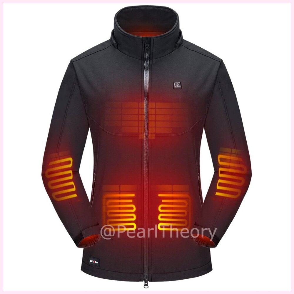 Soft Shell Heated Jacket with 12V Battery Pack Detachable Hood